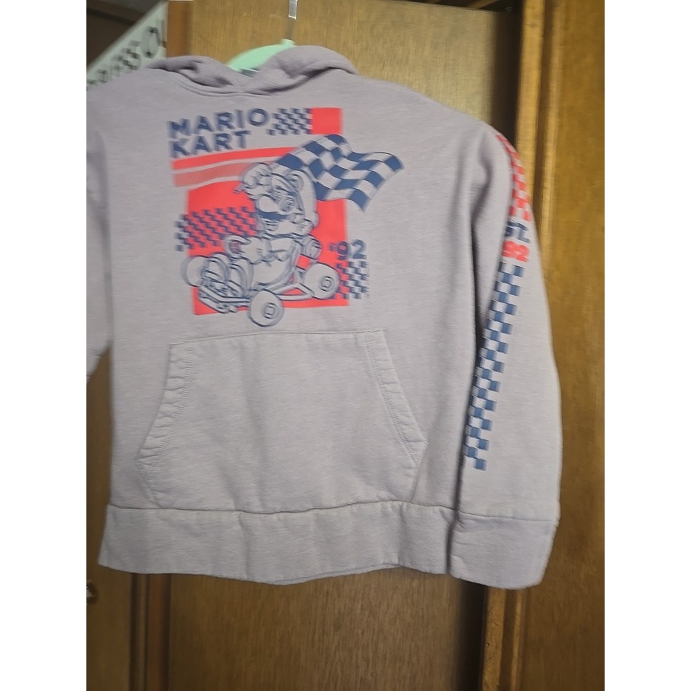 Mario Kart Hoodie‎ Kids Large Purple Nintendo Gamer Gaming Sweatshirt Graphic